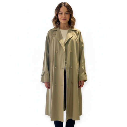Trench Oversize Doppio Petto Verde Salvia