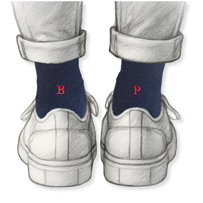 Calze Iniziali Ricamate Rosso