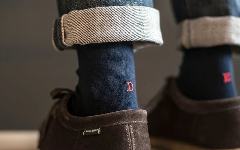 Calze Iniziali Ricamate Rosso