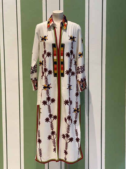 Kaftan Dress with Placed Embroidery