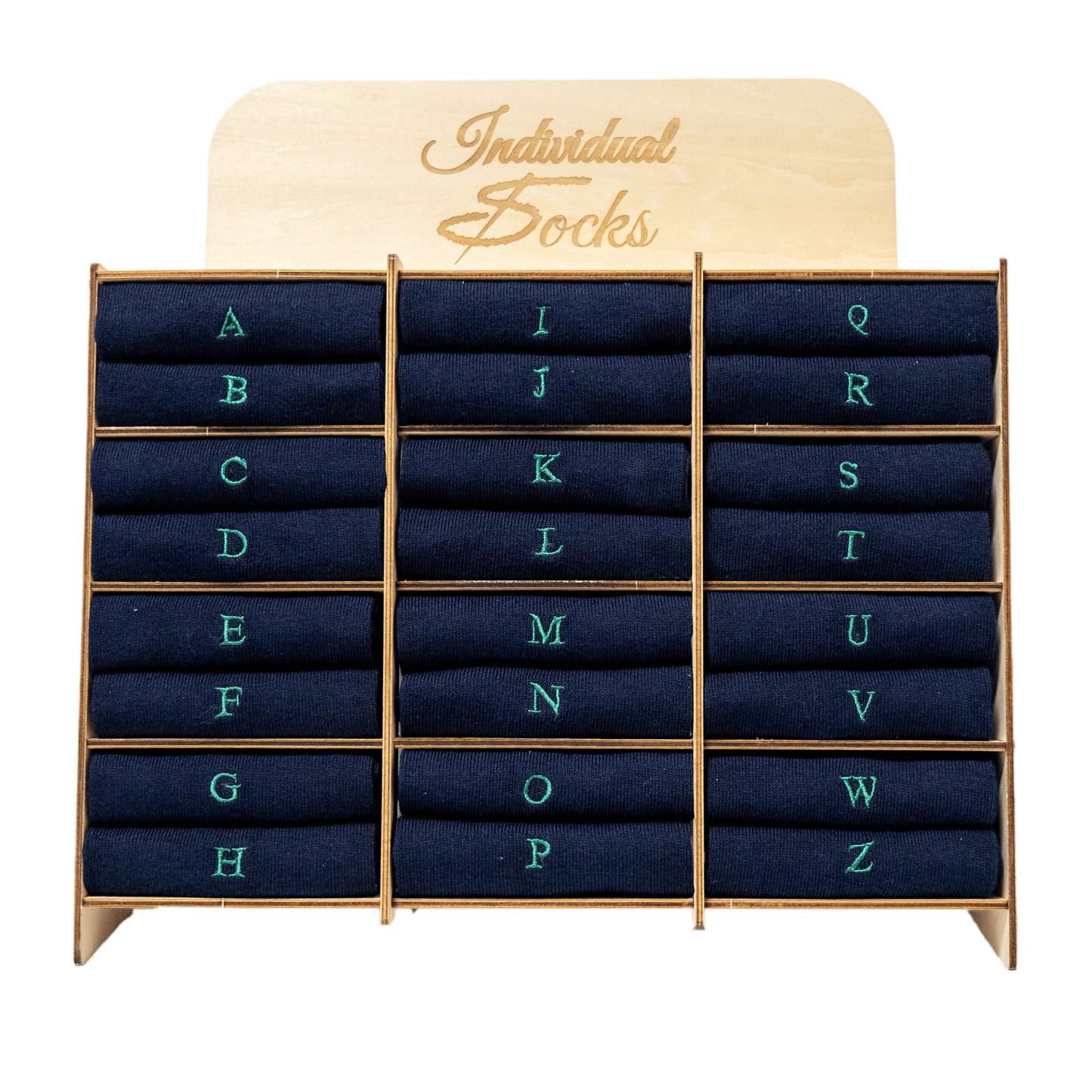 Calze Iniziali Ricamate Verde